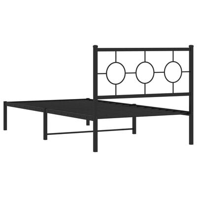 vidaXL Cadre de lit métal sans matelas avec tête de lit noir 100x190cm