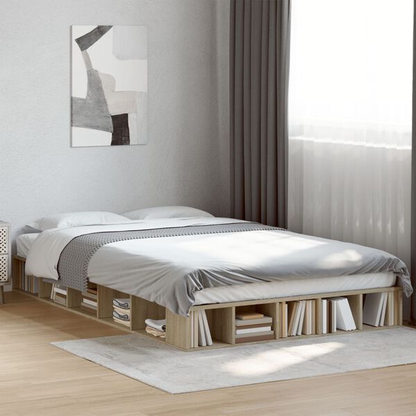 vidaXL Cadre de lit sans matelas ch&ecirc;ne sonoma 140x190 cm