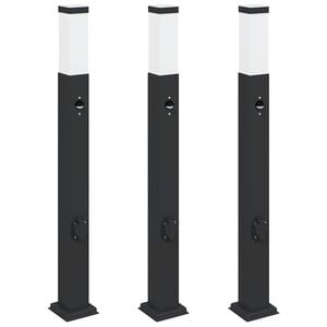vidaXL Bornes lumineuses avec capteur et prise lot de 3 80 cm noir IP44