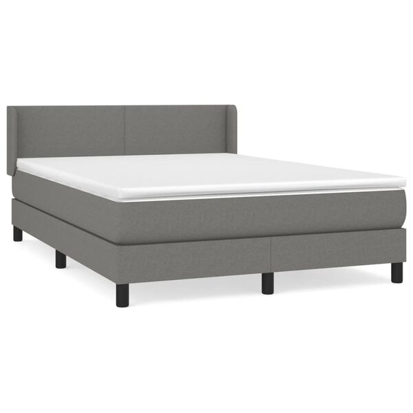 vidaXL Sommier &agrave; lattes de lit avec matelas Gris fonc&eacute; 140x190cm Tissu