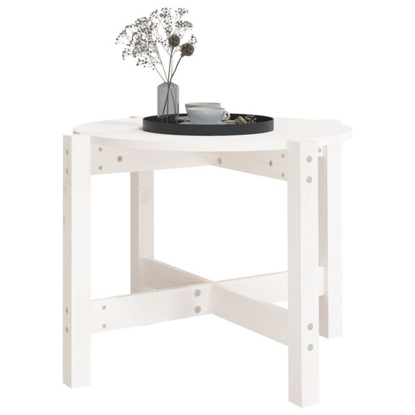 vidaXL Table basse Blanc &Oslash; 62,5x45 cm Bois massif de pin