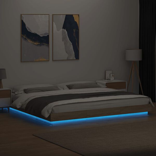 vidaXL Cadre de lit avec lumi&egrave;res LED sans matelas 180x200 cm