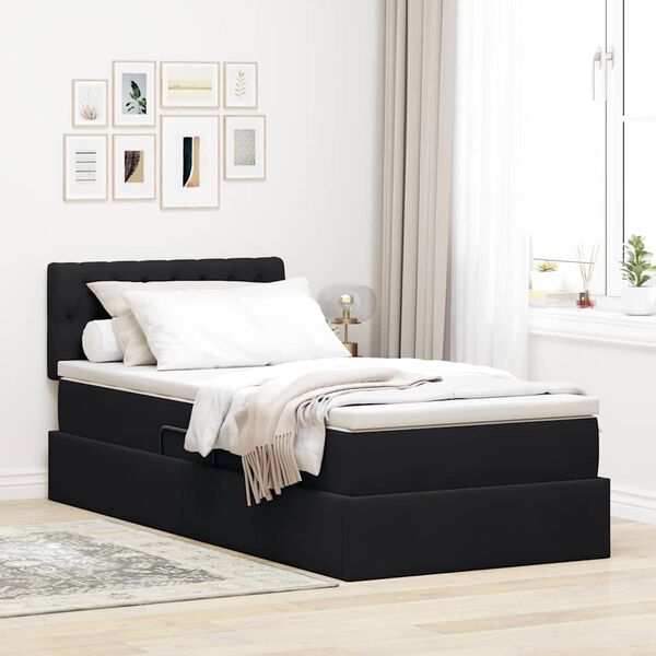 vidaXL Lit de Rangement avec matelas Noir 90 x 190 cm Velours