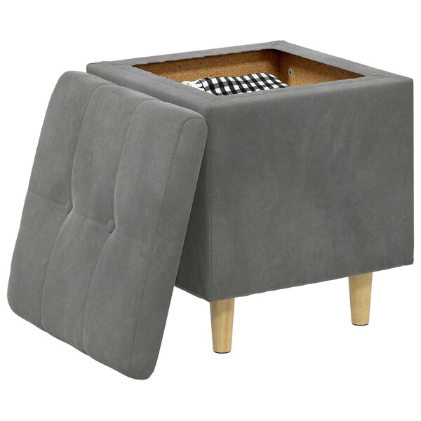 vidaXL Pouf de rangement Gris fonc&eacute; 40 x 40 x 45 cm Velours