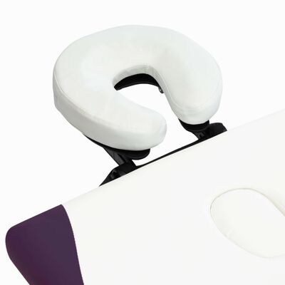 vidaXL Table de massage pliable 2 zones Aluminium Blanc et violet