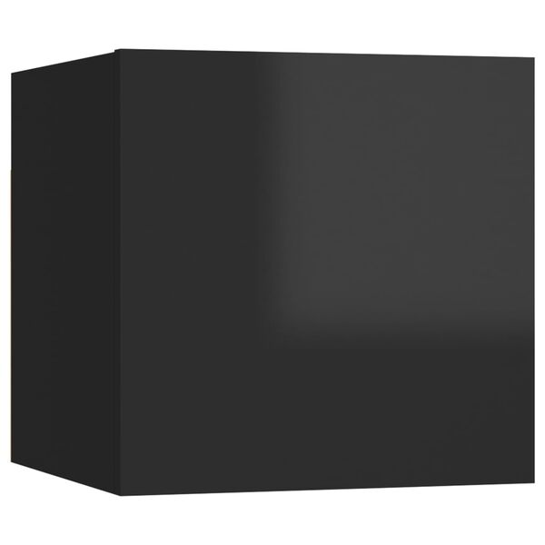 vidaXL Meuble TV mural Noir brillant 30,5x30x30 cm