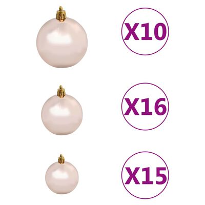 vidaXL Set de boules de Noël avec pic et 300 LED 120pcs Doré rose