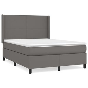 vidaXL Sommier &agrave; lattes de lit avec matelas Gris 140x190 cm Similicuir