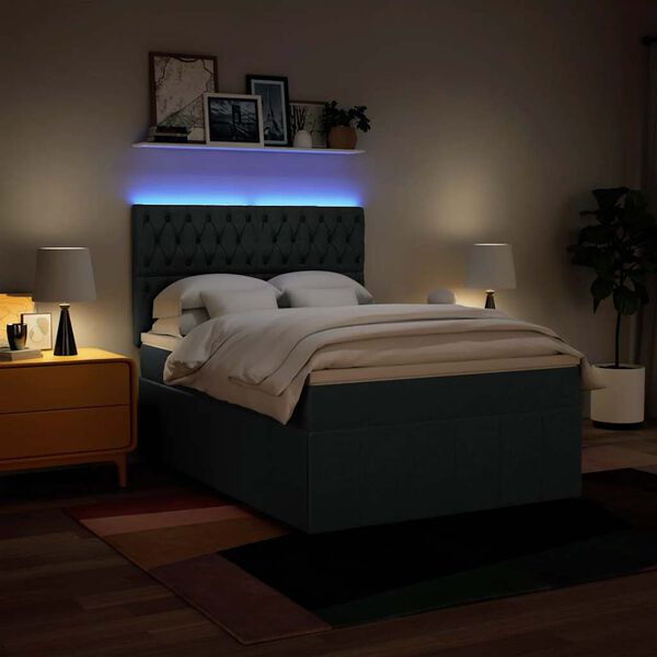 vidaXL Sommier &agrave; lattes de lit avec matelas Bleu 140x190 cm Tissu