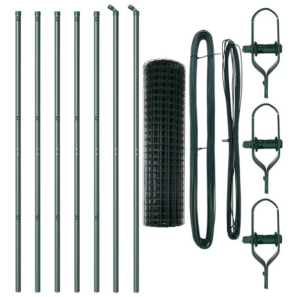 vidaXL Cl&ocirc;ture avec poteau Vert 1 x 10 m Acier et PVC