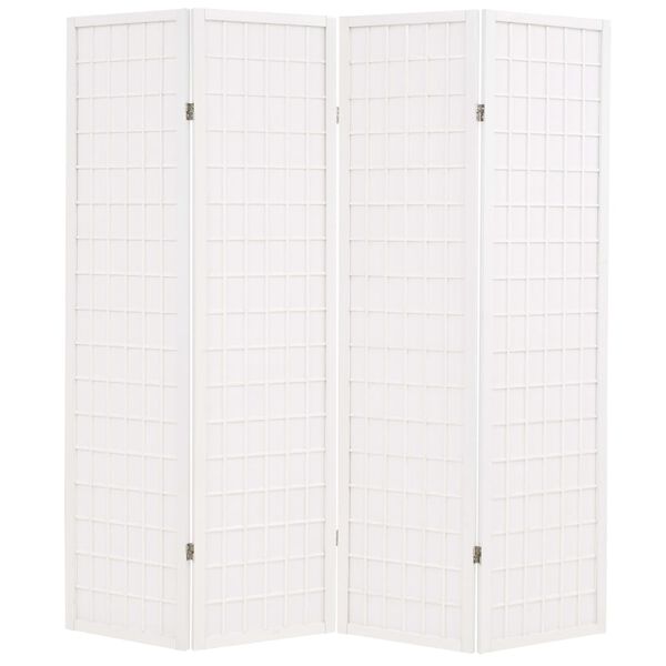 vidaXL Cloison de séparation 4 panneaux Style japonais 160x170cm Blanc