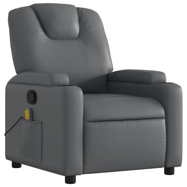 vidaXL Fauteuil de massage inclinable Gris Similicuir