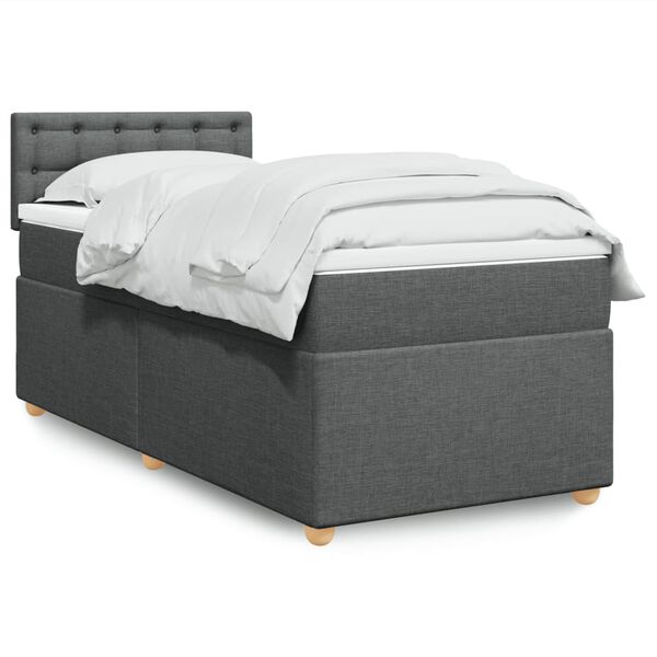 vidaXL Sommier &agrave; lattes de lit et matelas Gris fonc&eacute; 90x190 cm Tissu