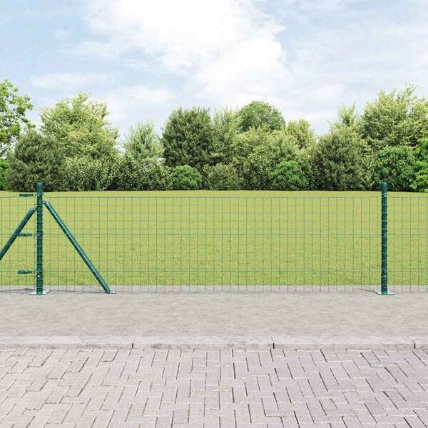 vidaXL Cl&ocirc;ture avec poteau Vert 0,6 x 25 m Acier et PVC