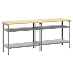 vidaXL Ensemble d'&eacute;tabli 2 pc Beige et gris Acier enduit de poudre