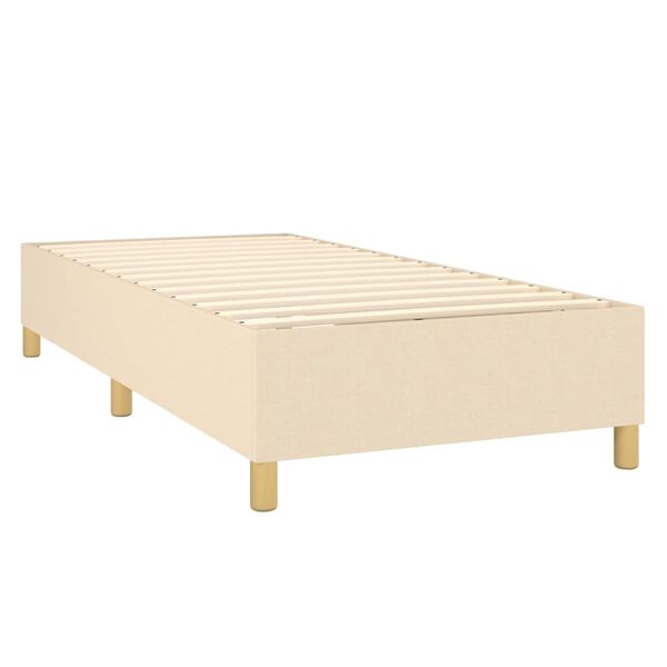 vidaXL Sommier &agrave; lattes de lit avec matelas Cr&egrave;me 100x200 cm Tissu