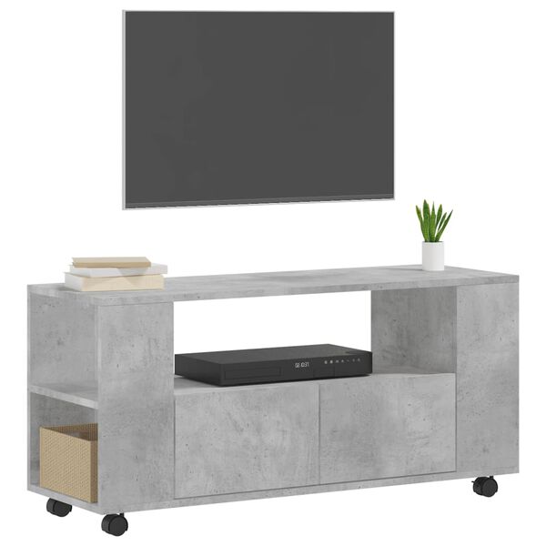vidaXL Meuble TV gris béton 102x34,5x43 cm bois d'ingénierie