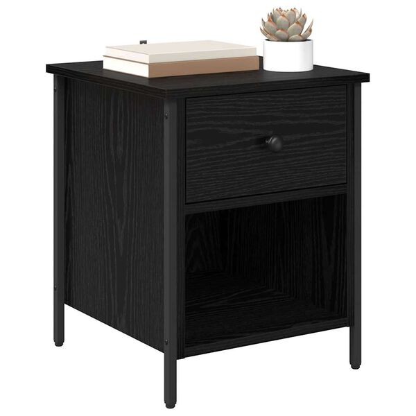 vidaXL Cabinet de chevet avec tiroir 2 pcs Ch&ecirc;ne noir 40 x 42 x 50 cm