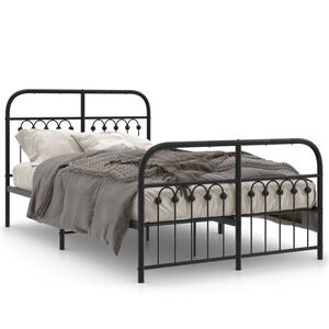 vidaXL Cadre de lit m&eacute;tal sans matelas avec pied de lit noir 120x200cm
