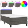 vidaXL Sommier &agrave; lattes de lit avec matelas LED Gris fonc&eacute; 100x200 cm