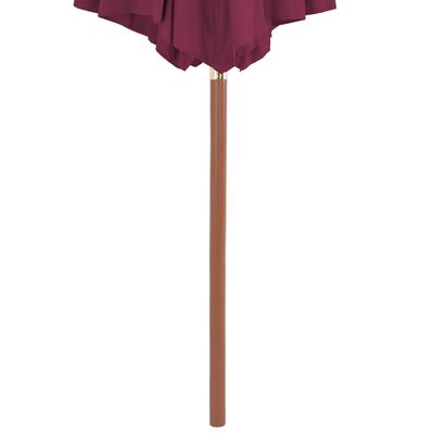 vidaXL Parasol d'extérieur avec mât en bois 300 cm rouge bordeaux