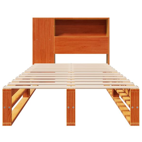 vidaXL Lit biblioth&egrave;que sans matelas cire marron 100x200cm bois massif