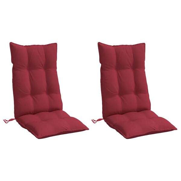 vidaXL Coussins de chaise &agrave; dossier haut lot de 2 rouge bordeaux