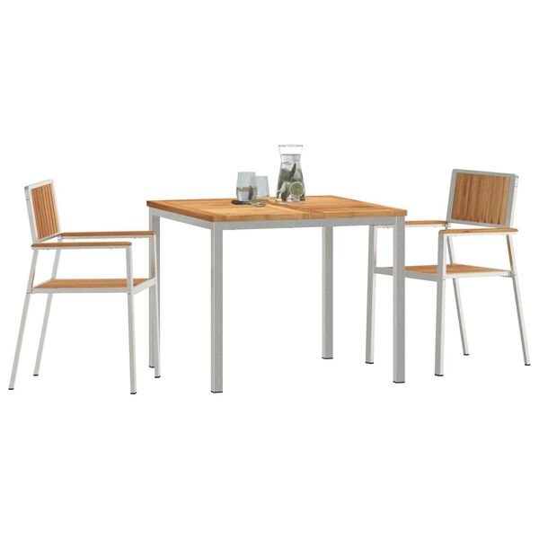vidaXL Ensemble de repas ext&eacute;rieur 3 pcs Marron Bois de teck massif