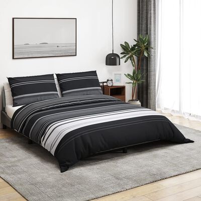 vidaXL Ensemble de housse de couette noir et blanc 200x200 cm Coton