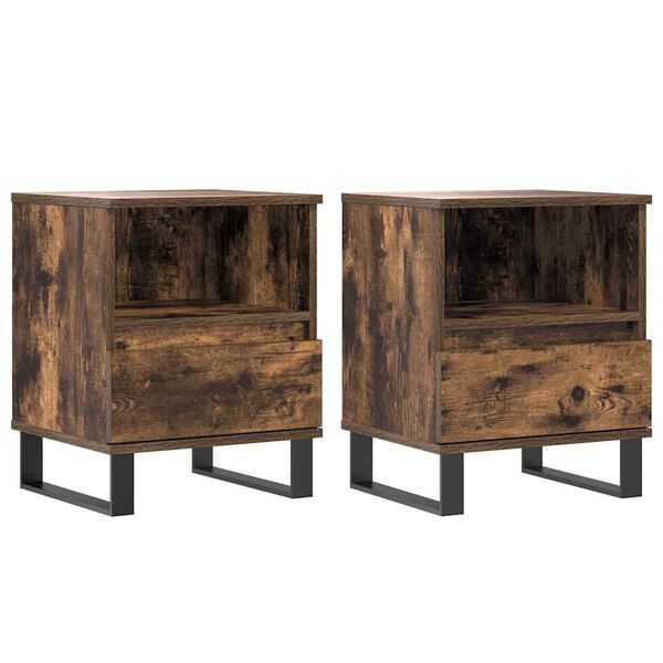 vidaXL Tables de chevet 2 pcs ch&ecirc;ne fum&eacute; 40x35x50 cm bois ing&eacute;nierie