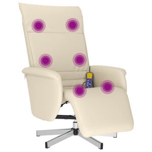 vidaXL Fauteuil inclinable de massage et repose-pieds cr&egrave;me similicuir