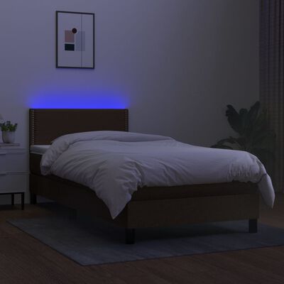 vidaXL Sommier à lattes de lit et matelas et LED Marron foncé 90x200cm