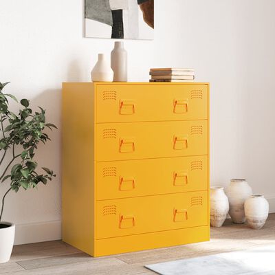 vidaXL Buffet jaune moutarde 67x39x83 cm acier