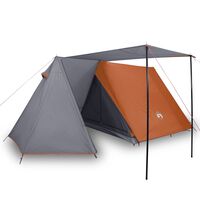 vidaXL Tente de camping 3 personnes gris et orange imperméable