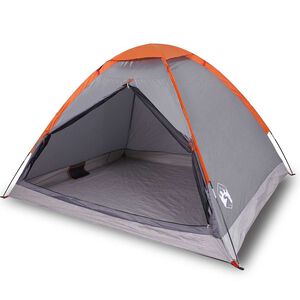 vidaXL Tente de camping &agrave; d&ocirc;me 2 personnes gris et orange imperm&eacute;able