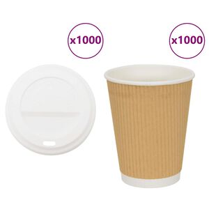 vidaXL Tasses à café en papier avec couvercles 1000 pcs 16oz 400ml