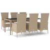 vidaXL Ensemble &agrave; manger de jardin et coussins 7 pcs beige poly rotin