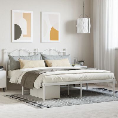 vidaXL Cadre de lit métal sans matelas et tête de lit blanc 180x200 cm