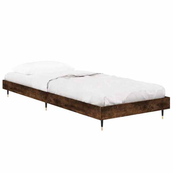 vidaXL Cadre de lit sans matelas ch&ecirc;ne fum&eacute; 75x190cm bois d'ing&eacute;nierie