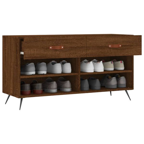 vidaXL Banc &agrave; chaussures ch&ecirc;ne marron 102x35x55 cm bois d'ing&eacute;nierie