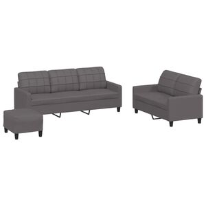 vidaXL Ensemble de canap&eacute;s 3 pcs avec coussins Gris Similicuir