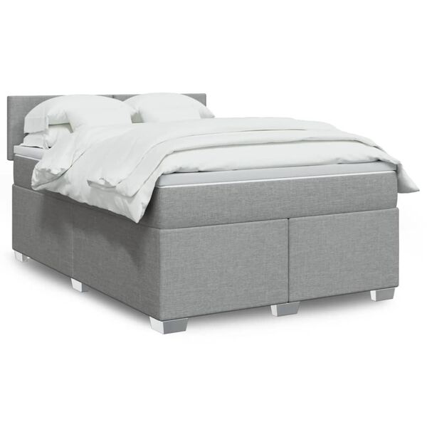 vidaXL Sommier &agrave; lattes de lit avec matelas Gris clair 140x190cm Tissu