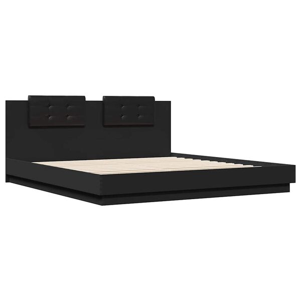 vidaXL Cadre de lit avec LED sans matelas noir 160x200 cm