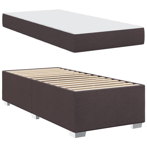 vidaXL Cadre de lit avec matelas Marron fonc&eacute; 90 x 200 cm tissu