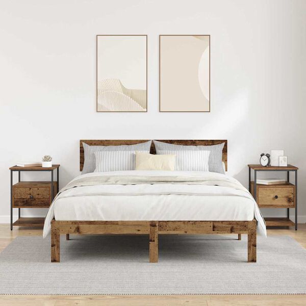 vidaXL Cabinet de chevet avec tiroir 2 pcs Bois ancien 40 x 42 x 56 cm