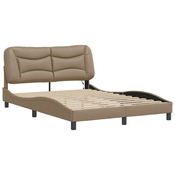 vidaXL Cadre de lit avec LED sans matelas Hvar cappuccino 140x200 cm