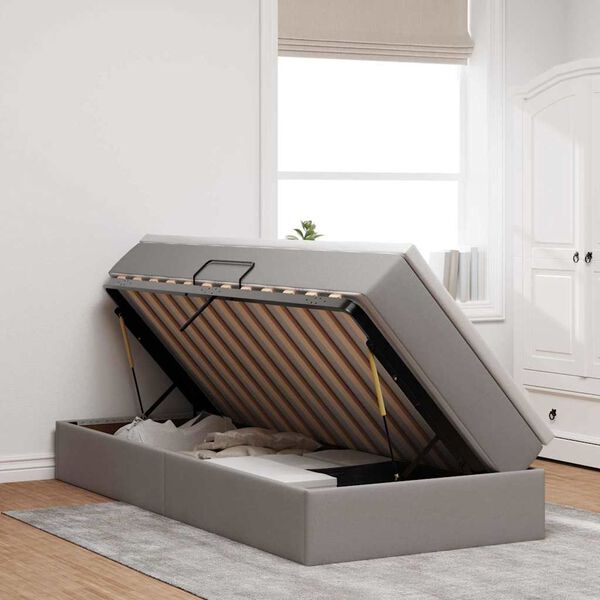 vidaXL Lit avec rangement et matelas Taupe 90 x 190 cm Polyester