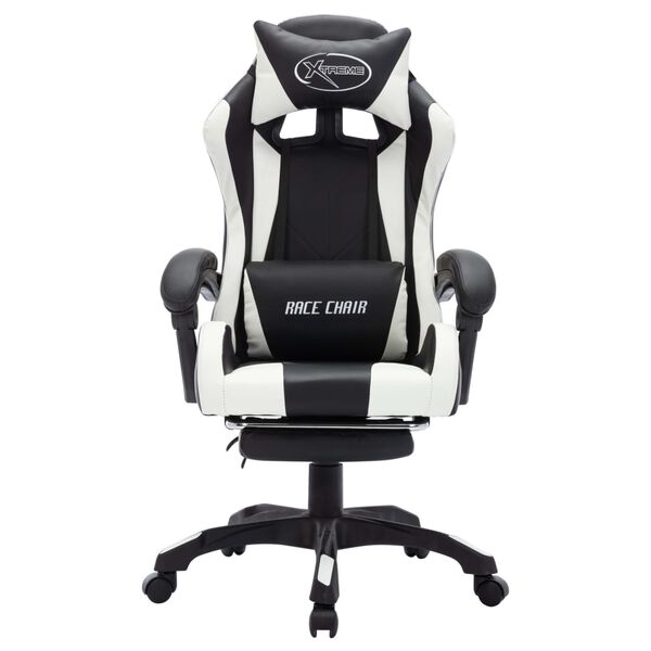 vidaXL Fauteuil de jeux vid&eacute;o avec LED RVB Blanc et noir Similicuir