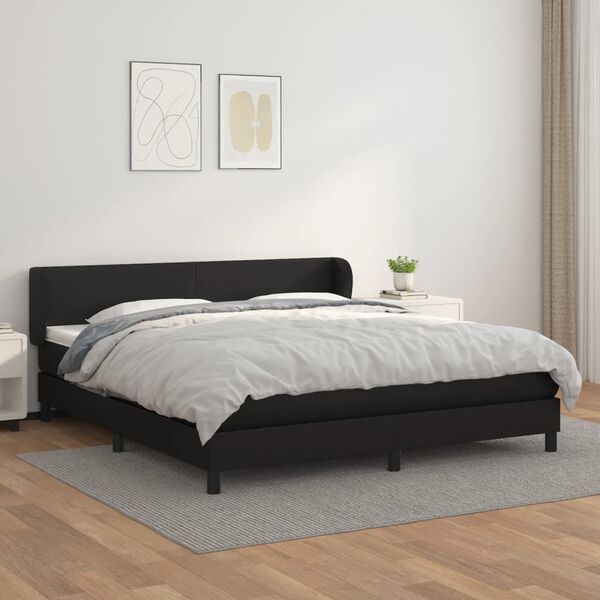 vidaXL Sommier &agrave; lattes de lit avec matelas Noir 180x200 cm Similicuir