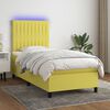 vidaXL Sommier &agrave; lattes de lit avec matelas et LED Vert 90x200cm Tissu